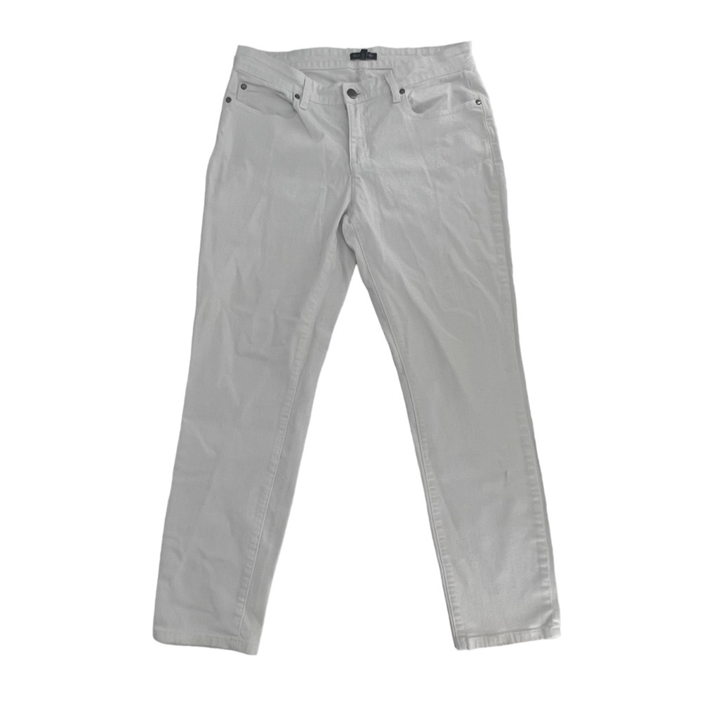 Eileen Fisher White Stretch Organic Cotton Tapered Ankle Jeans Size 8 Women's